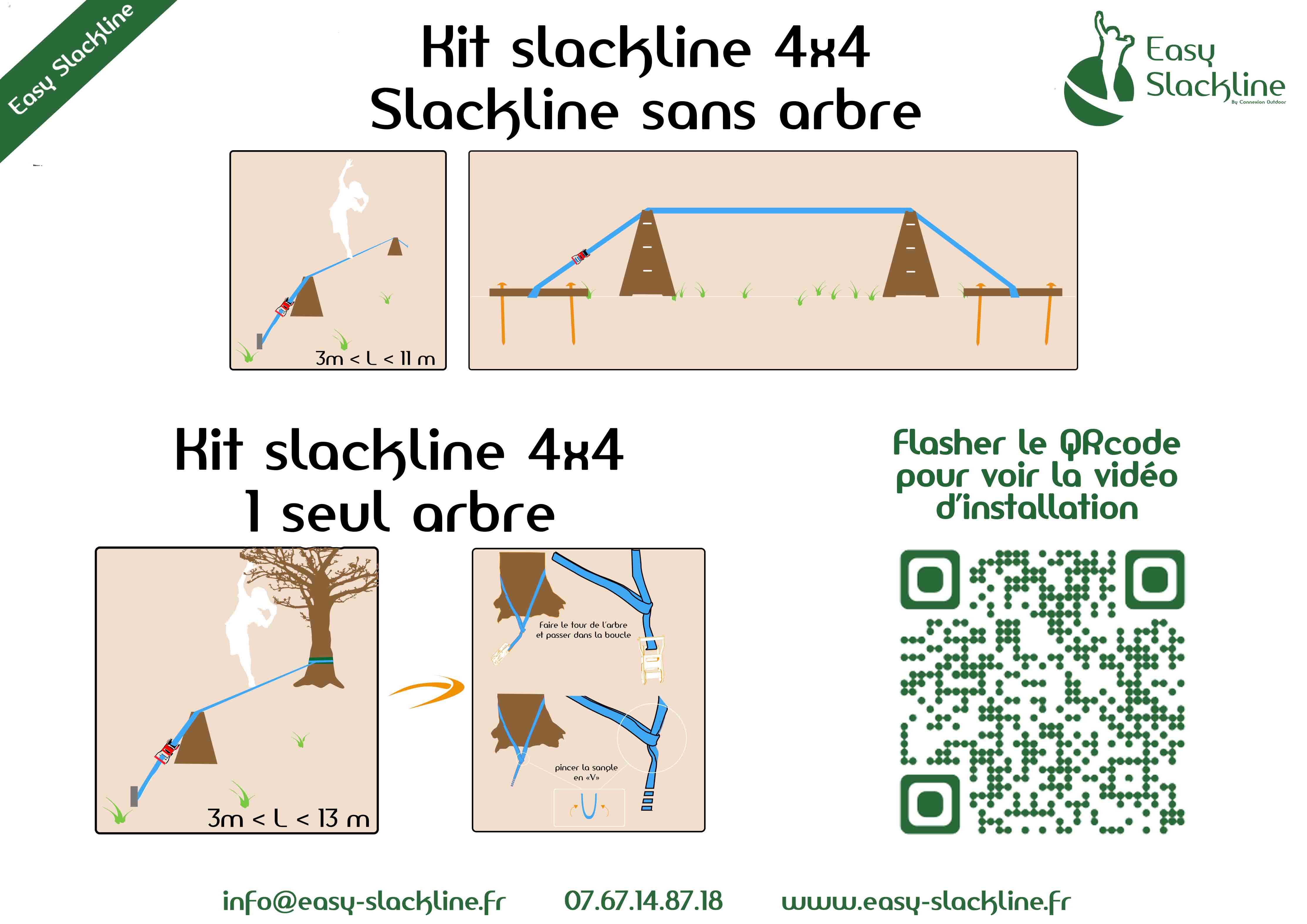 kit slackline sans arbre 4x4 easy slackline